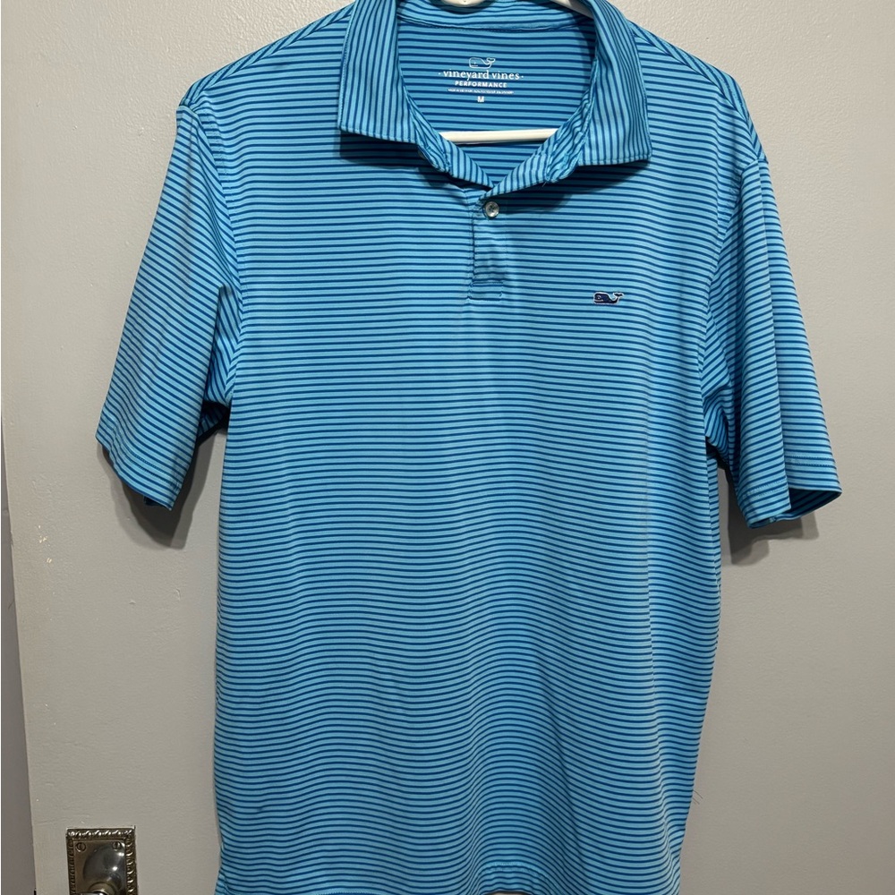 Vineyard Vines Men's Aqua Striped Polo Shirt